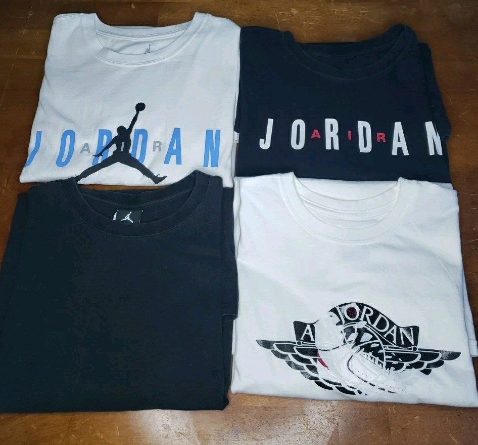 4 Air Jordan T-Shirts Wing Logo Jumpan Stretched Out Logo Plain Black Men’s 3XL