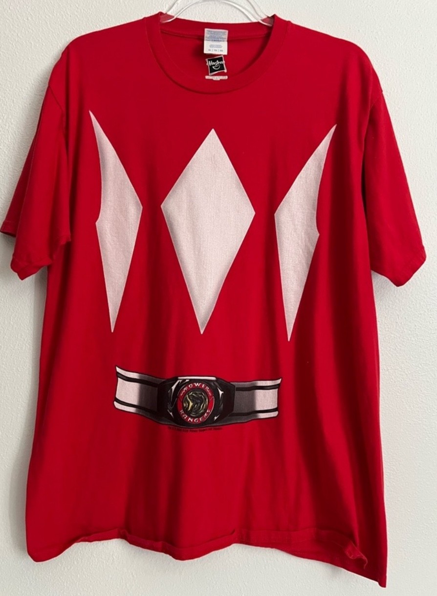 Hasbro Port & Company Cosplay Red Power Ranger Short Sleeve T-Shirt Size XL