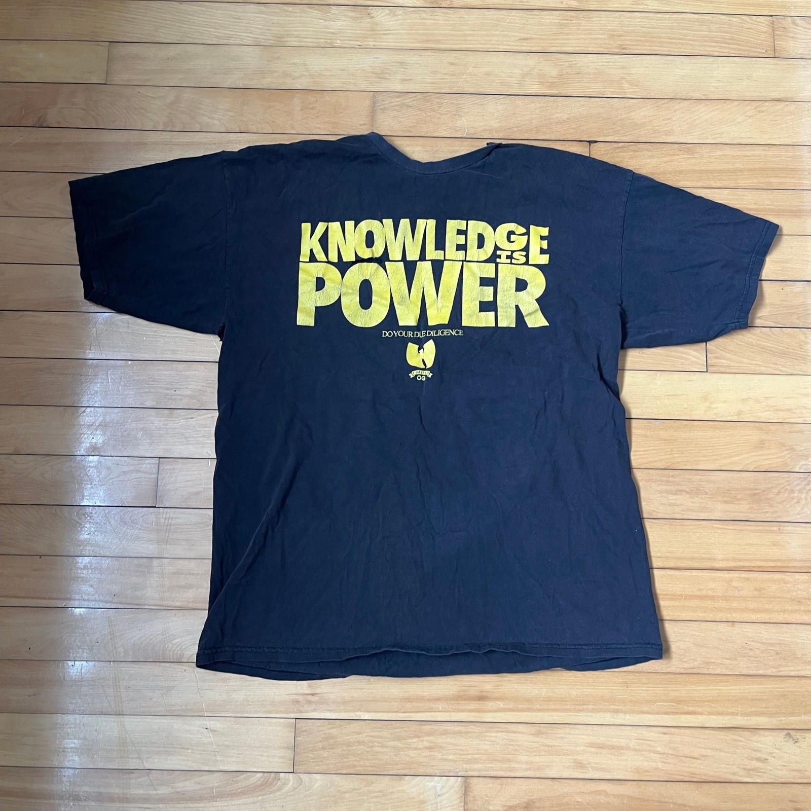 Wu-Tang Clan Knowledge Is Power Graphic T-Shirt Mens XL Black Yellow Hip Hop Tee