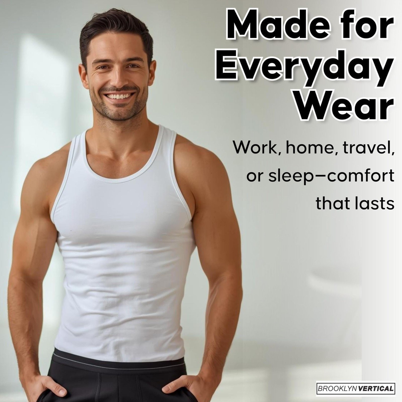 BROOKLYN VERTICAL Men’s Tank Tops & Boxers Combo 3-Pack | Ribbed Moisture-Wickin