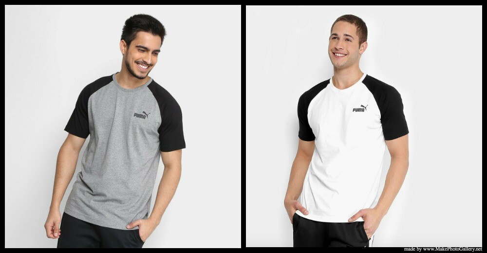 NWT PUMA RAGLAN MEN’S SHORT SLEEVE T-SHIRT BLACK WHITE SIZE S M L XL