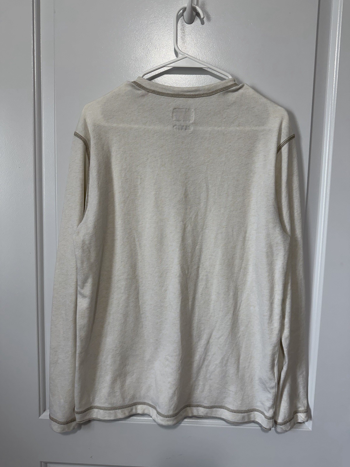 Tommy Bahama Men’s White Jeans Island Modern Fit Henley Long Sleeve Tee S