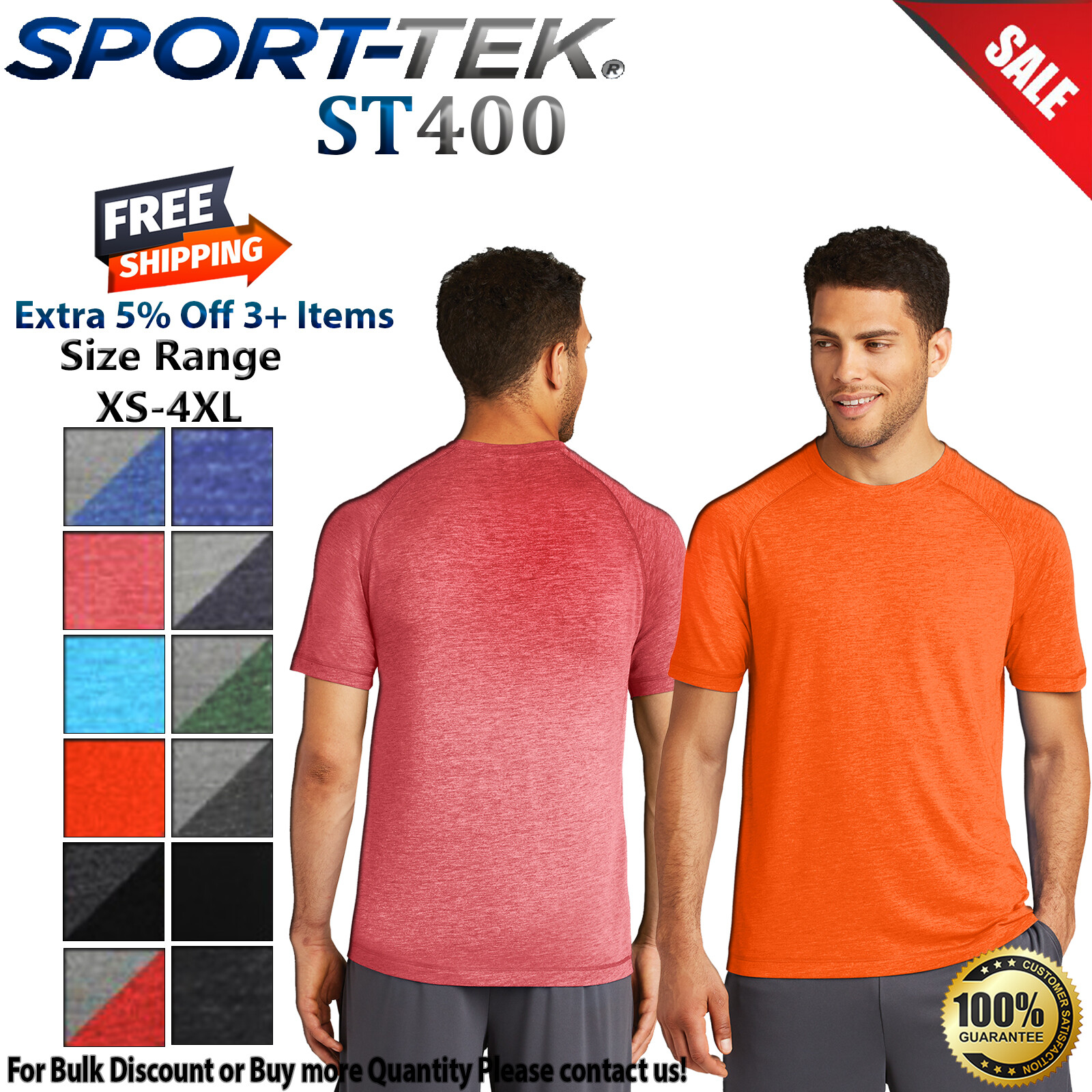 Sport-Tek ST400 Mens Short Sleeve PosiCharge Tri Blend Wicking Raglan T-Shirt