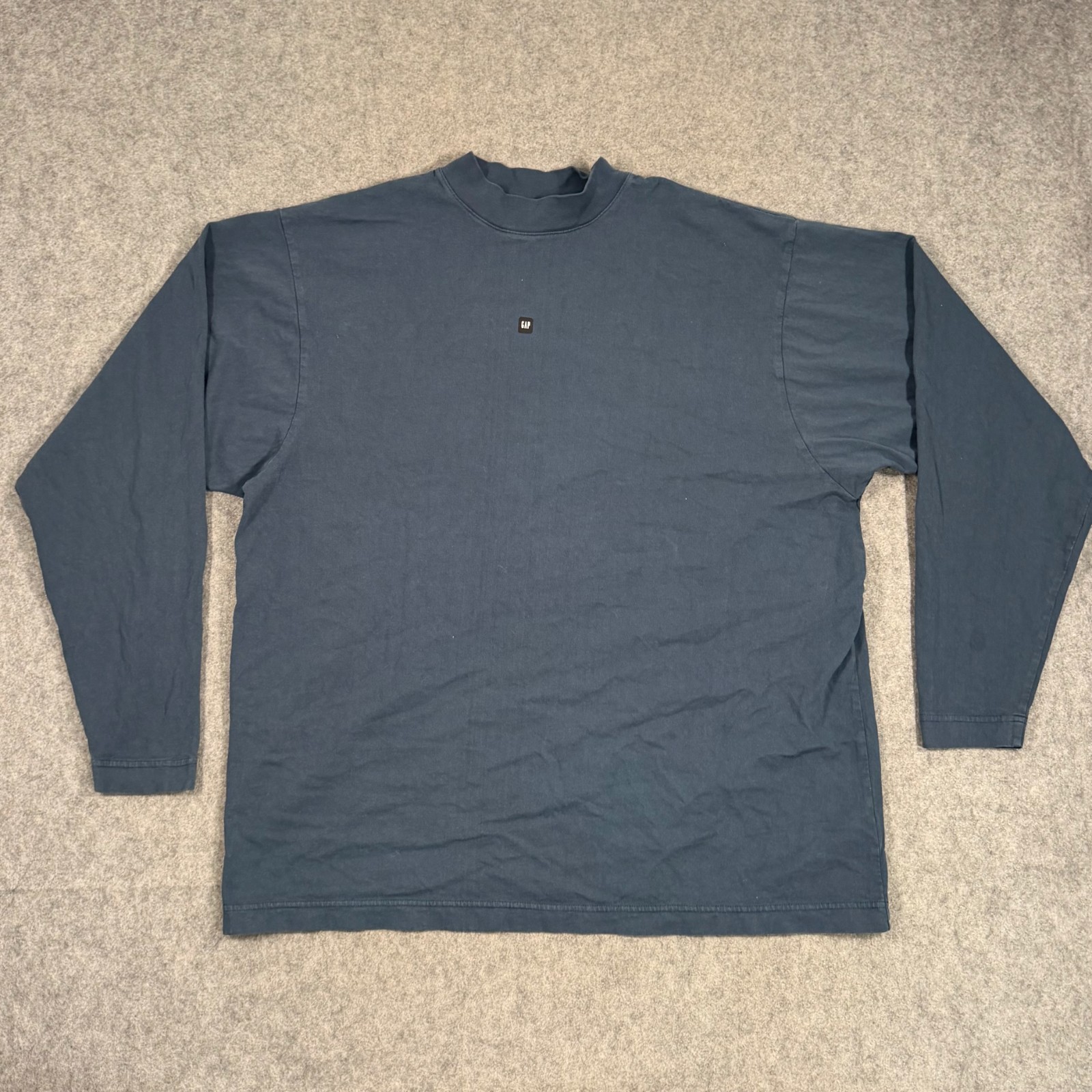 Yeezy Gap Blue Balenciaga Logo High Neck Long Sleeve Tee Men’s Size Small