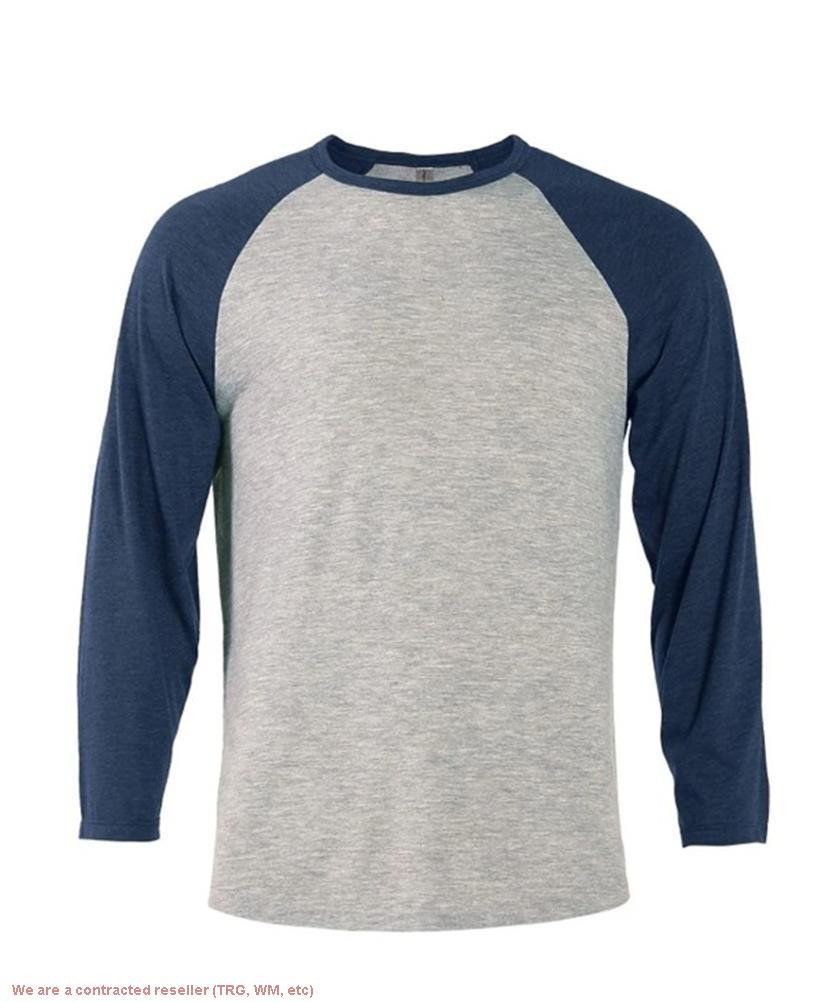Delta Apparel P611T Men’s Raglan Tee Heather Gray/Navy XL *SEE DEAL!!!*