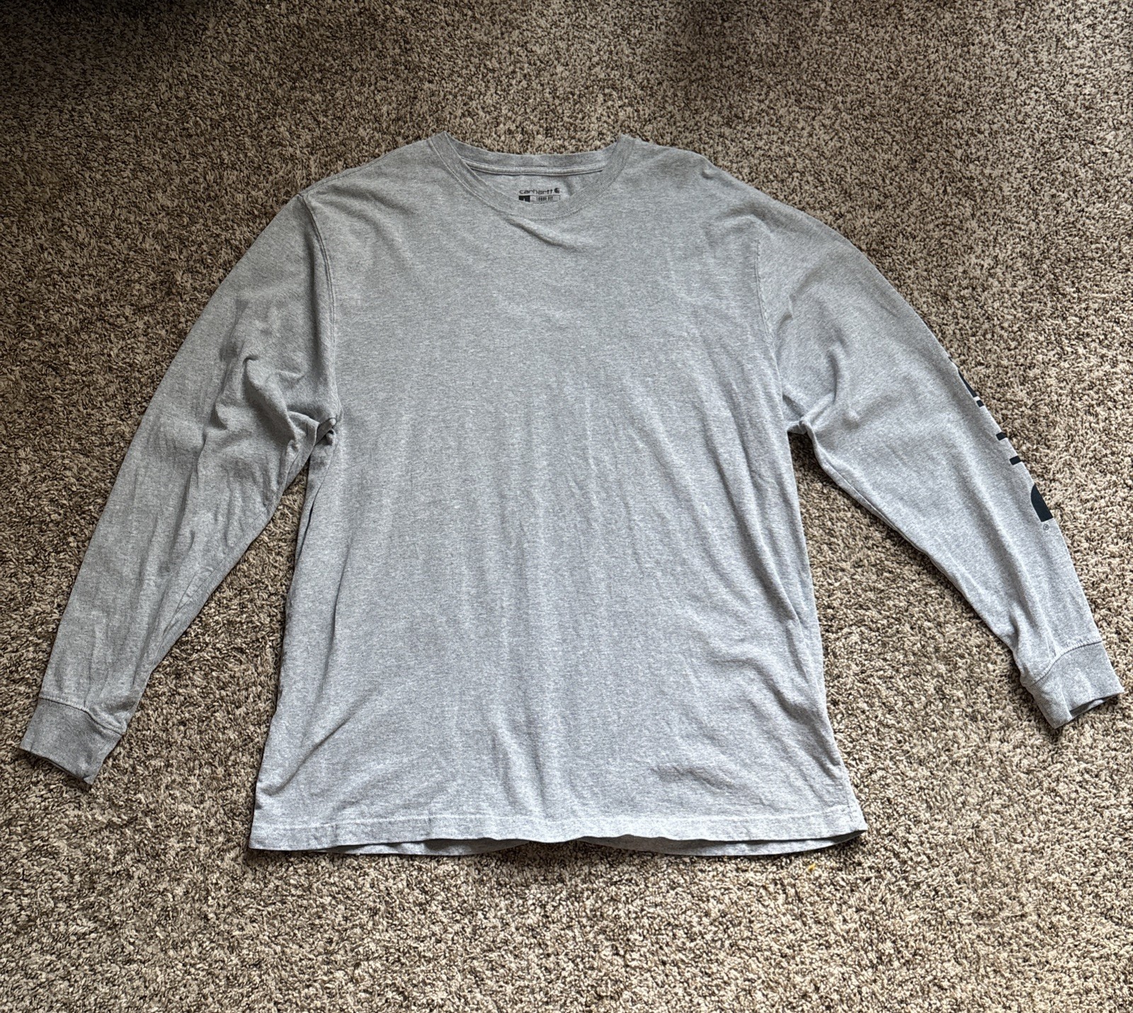 Carhartt Long Sleeve Logo Graphic Shirt Gray Size L Loose Fit TK0231-M Workwear