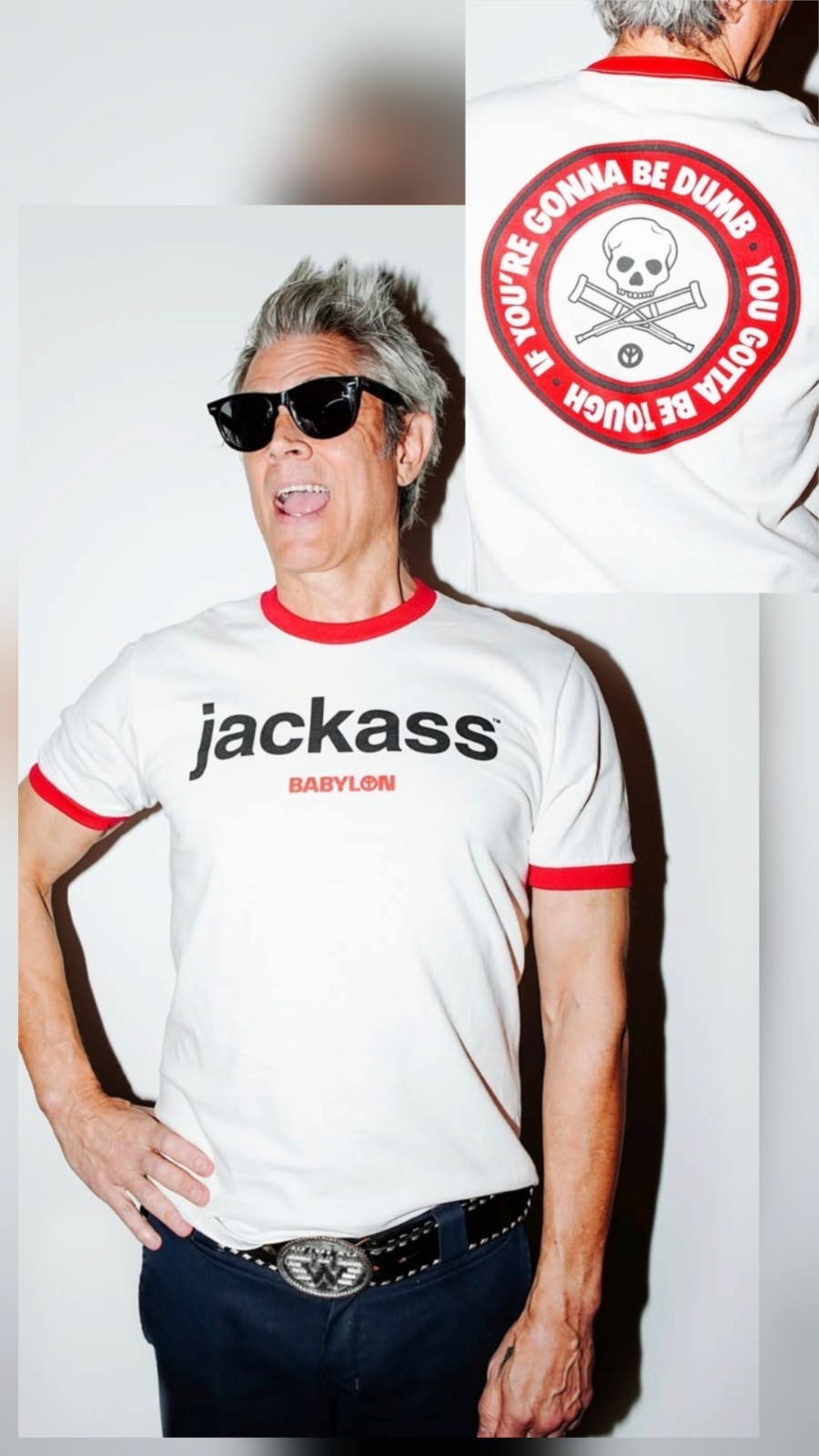 Babylon x Jackass Knoxville Ringer Tee | Size LARGE | 25th Anniversary T-shirt
