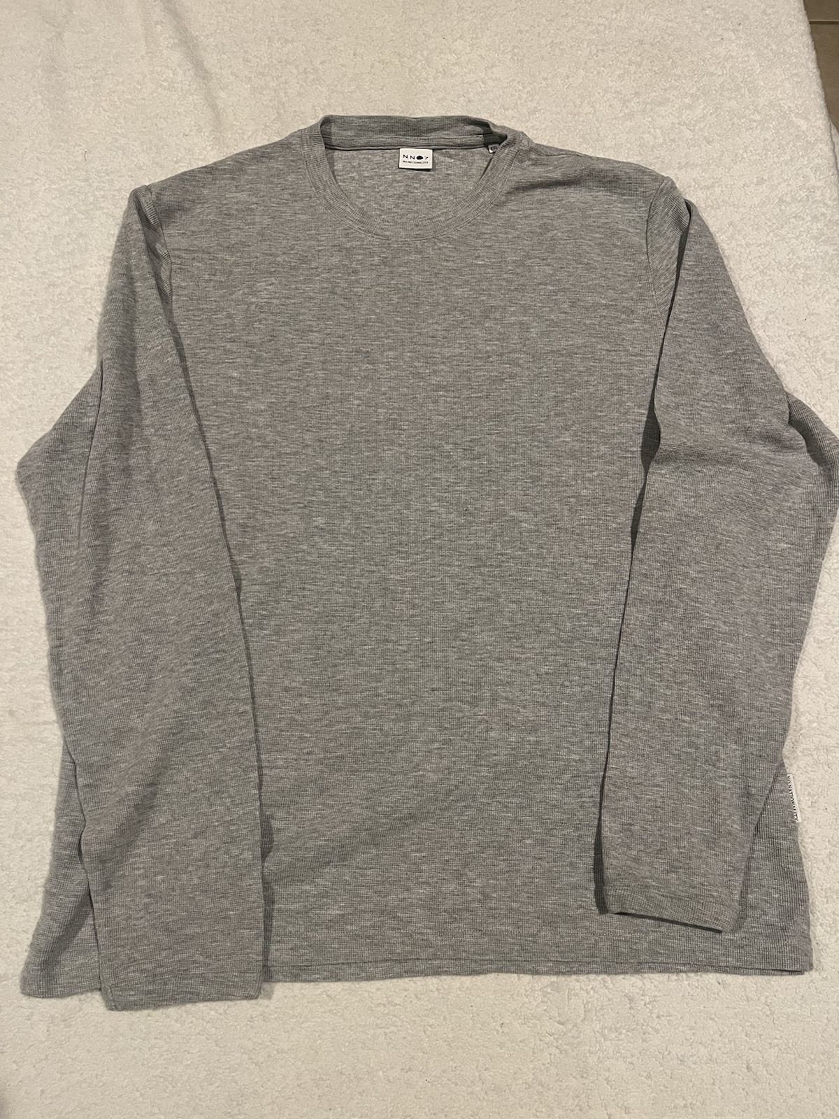 NN07 No Nationality Mens Long Sleeve Shirt Cliff Cotton Modal Gray Size Large