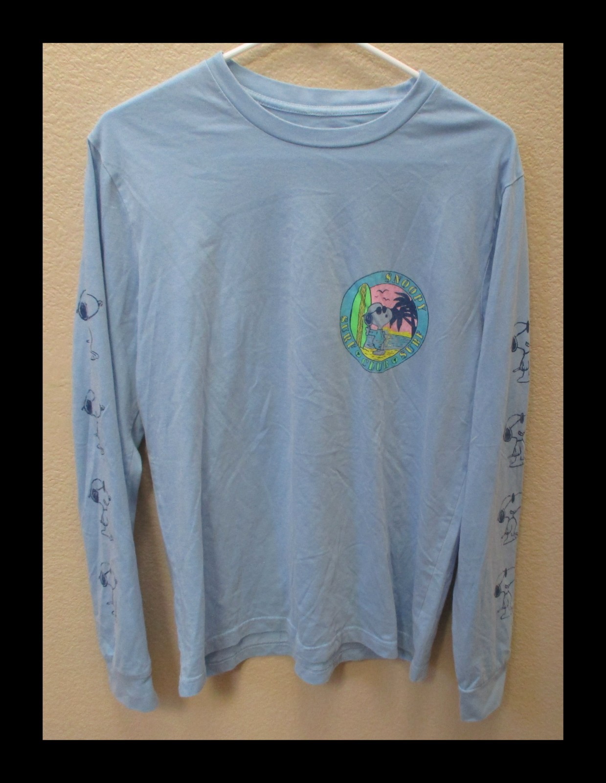 Peanuts Blue Snoopy Surf Club Long Sleeve Tee Adult Medium 38-40