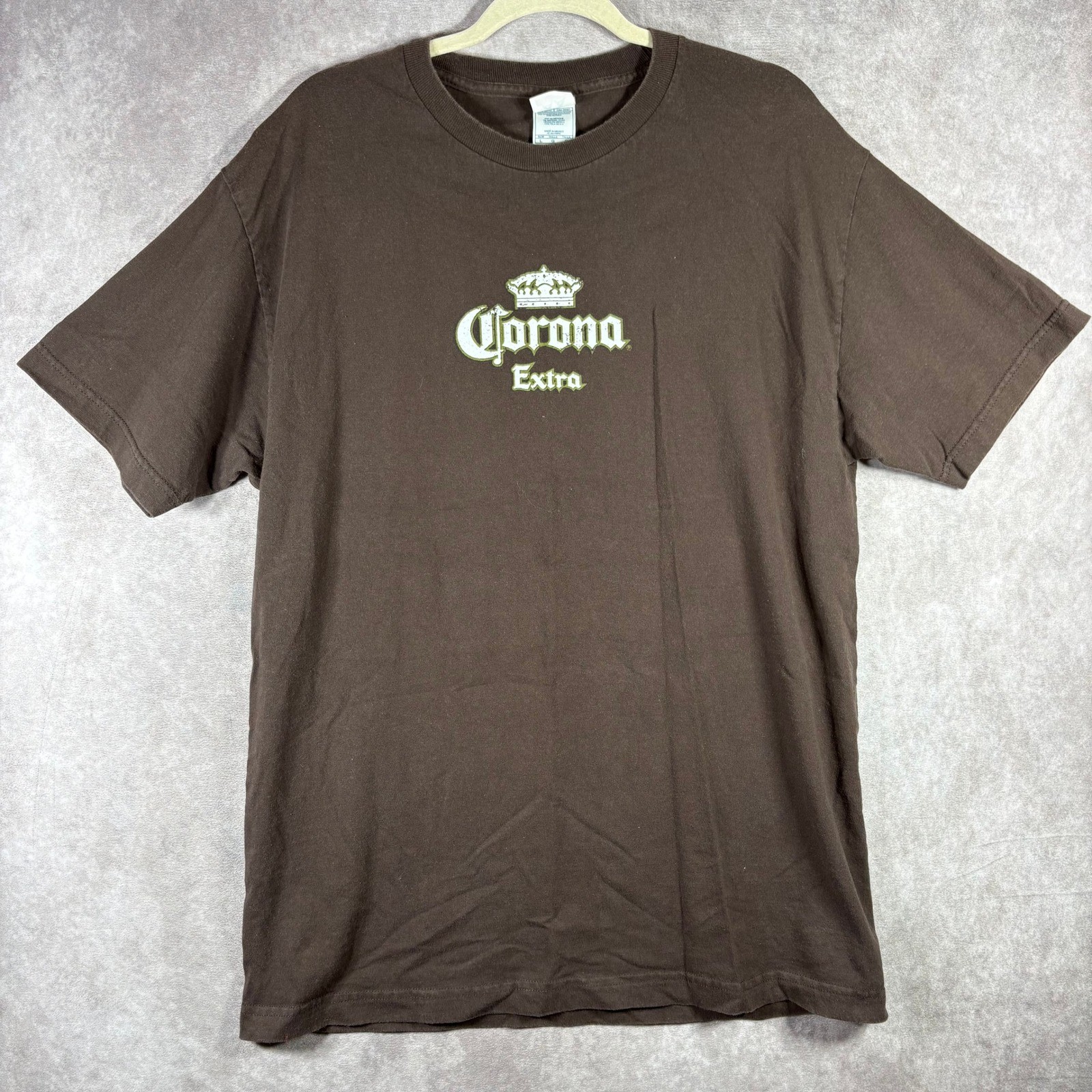 Corona Extra Alstyle Apparel T-Shirt Men L Brown Island Suitcase Graphic Beer