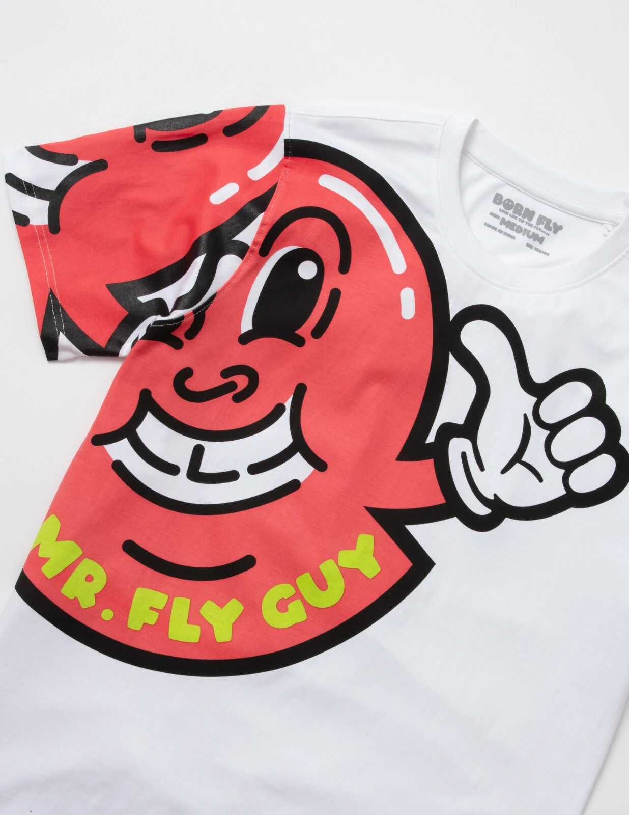 Born Fly Mr. Fly Guy Shoulder White Men’s Short Sleeve T-Shirt