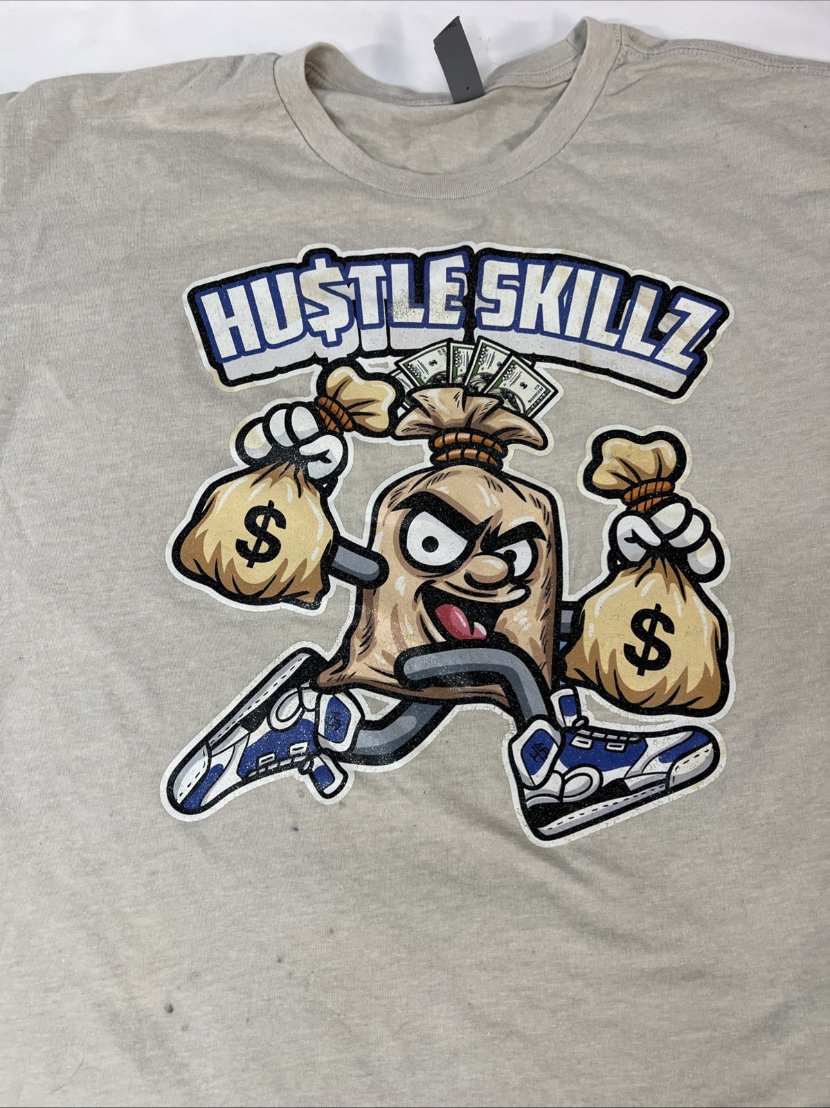 Hustle Gang Hustle Skillz Mens L Iron-On Money Bag Logo Graphic T-shirt