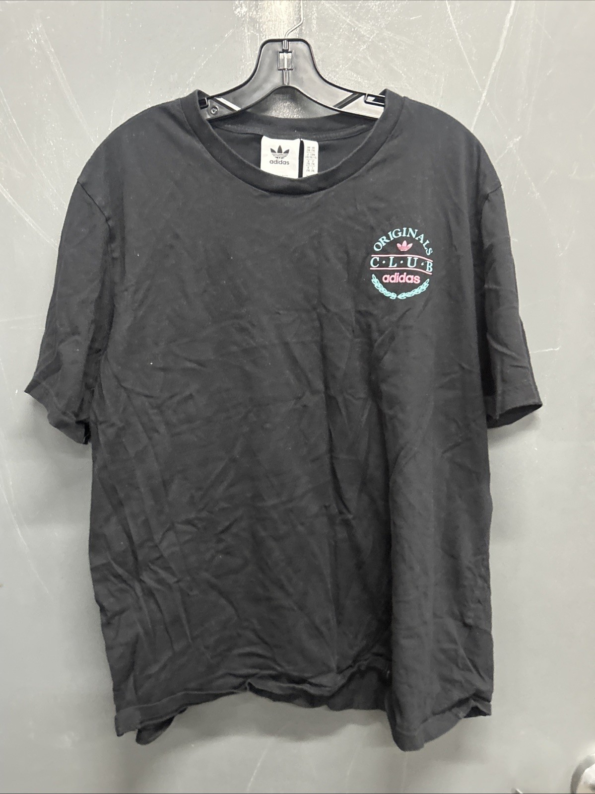 Black Adidas Originals Club Graphic Short Sleeve Shirt Sz XXL