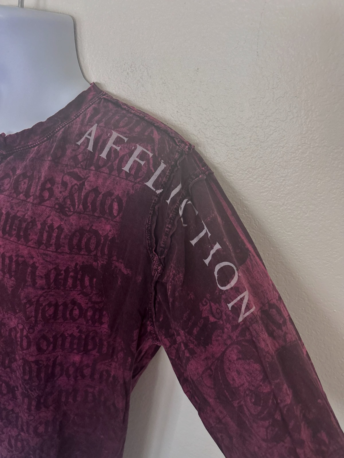 Vintage Affliction Buckle Shirt 2XL Burgundy Lava Wash Goth Y2K Grunge Mall USA