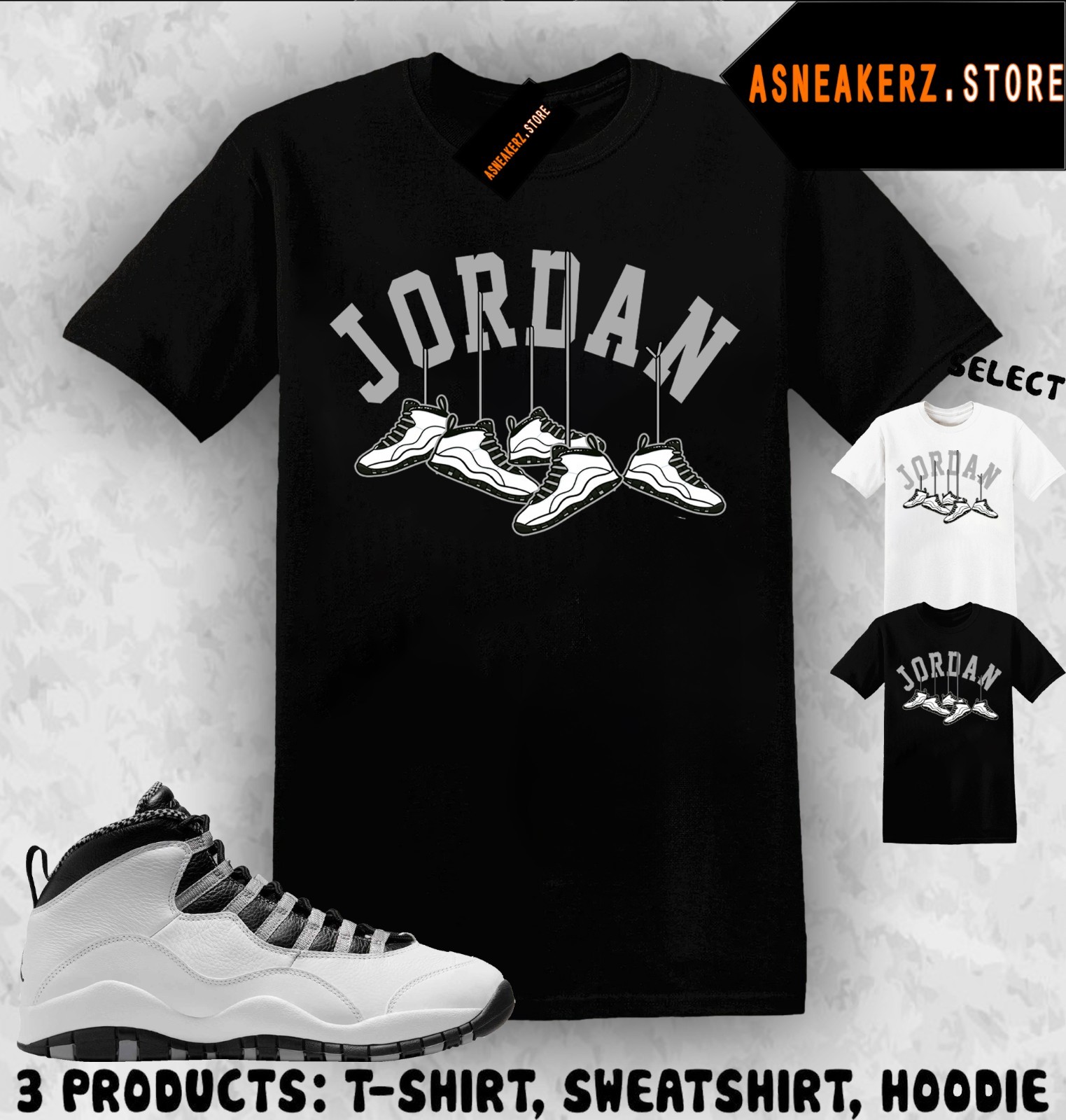Tee Shirt Matching AJ 10 OG Steel 2025 To Match Sneaker Shoe Hanging 10s T-Shirt