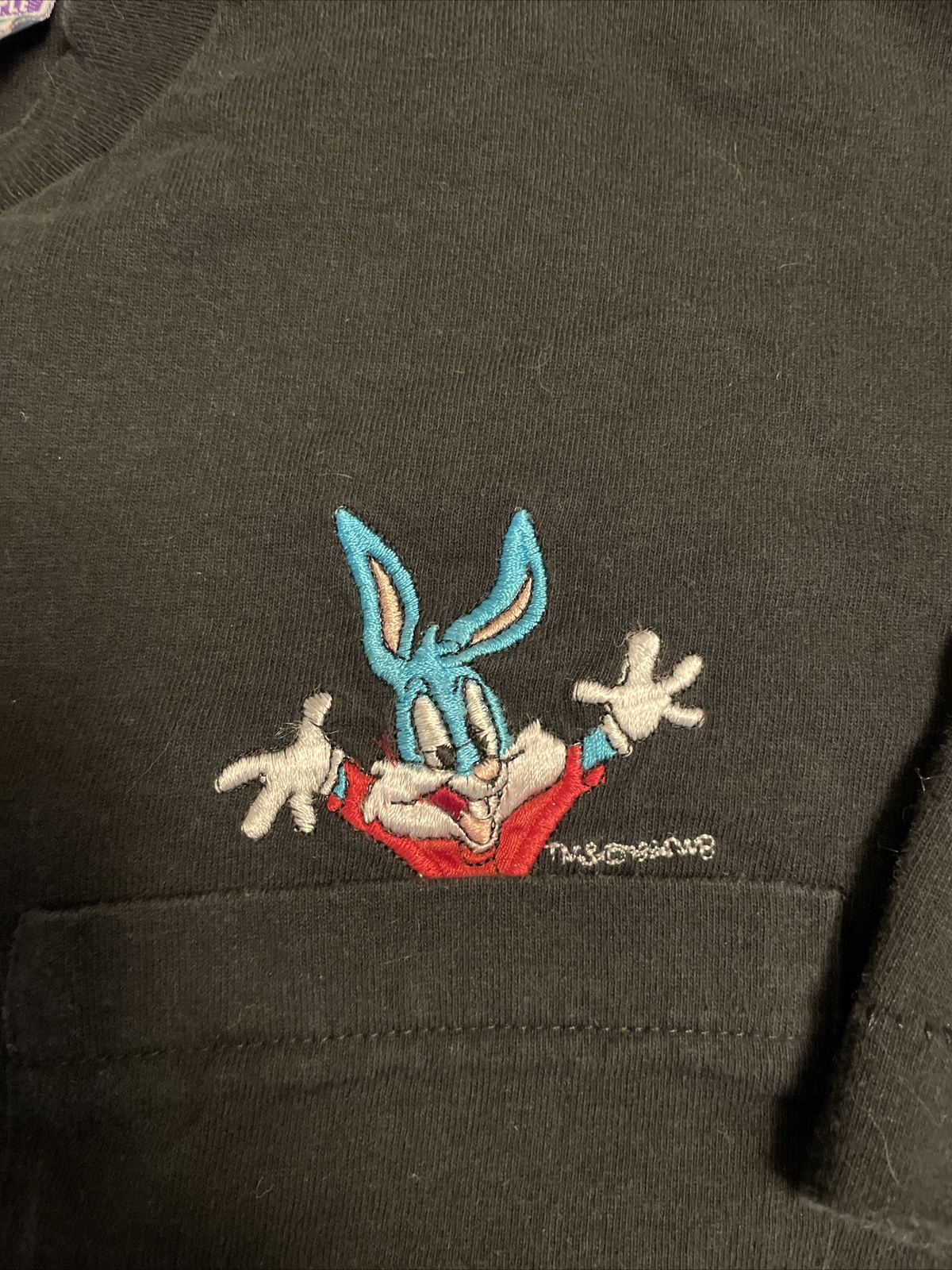 Vtg 80s LOONEY TUNES Single Stitch Tight Neck Mens XL Buster Bunny Pocket Tee