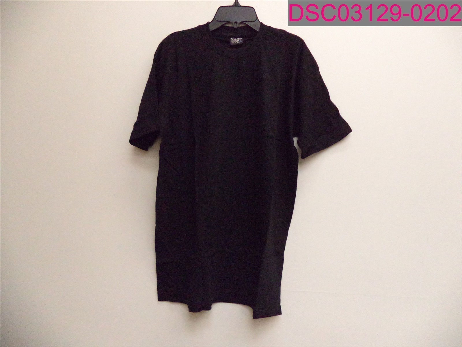 GEMROCK Men 100% Cotton Crew Neck T Shirt Solid Black Short Sleeve Tee Large