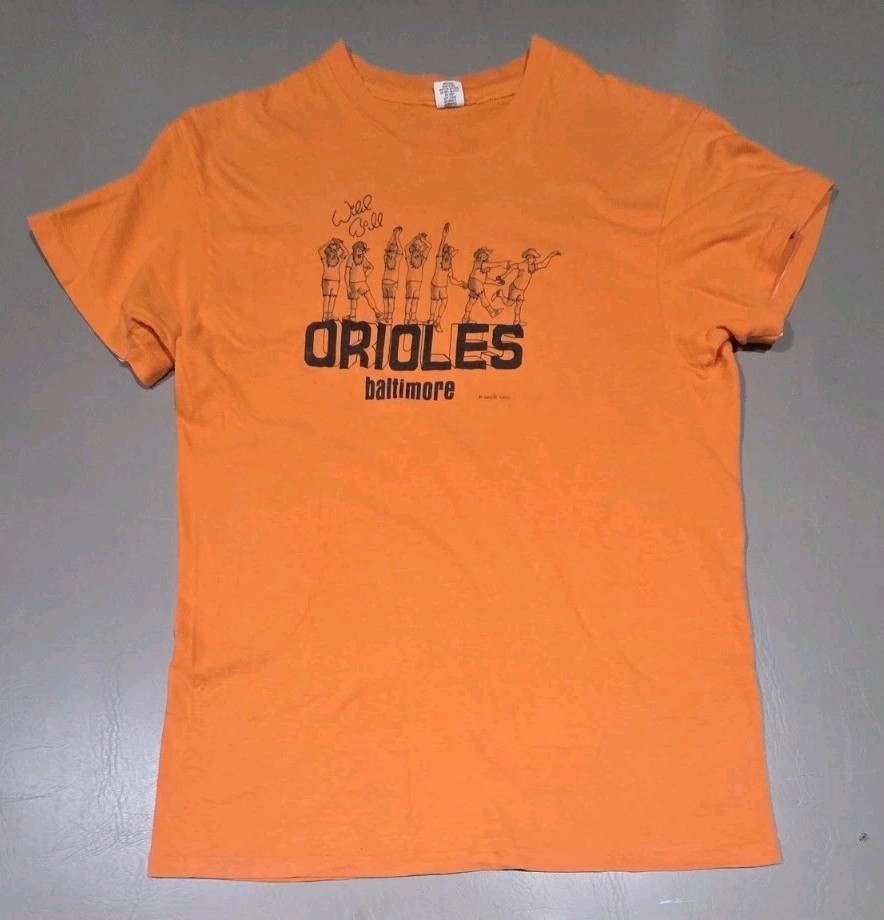 Vintage Hanes 1980 Baltimore Orioles Wild Bill Cartoon T Shirt Made In USA