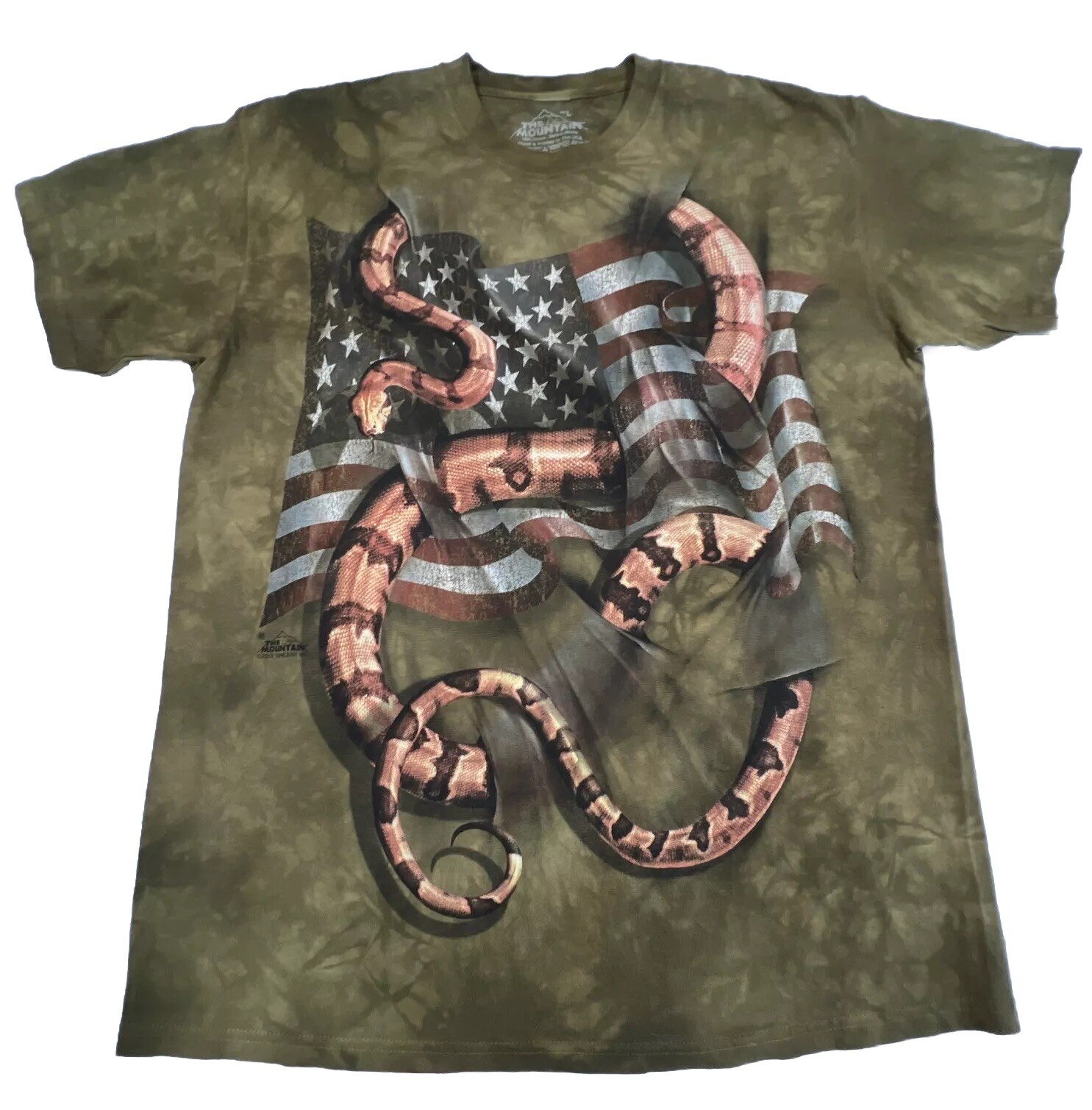 The Mountain T Shirt Men’s Size Large American Flag Snake Don’t Tread On Me 2013
