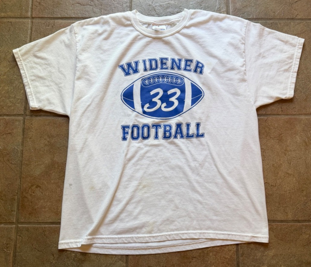 Y2K Widener Football #33 Chad Gravinese Fan Club T-Shirt White XL