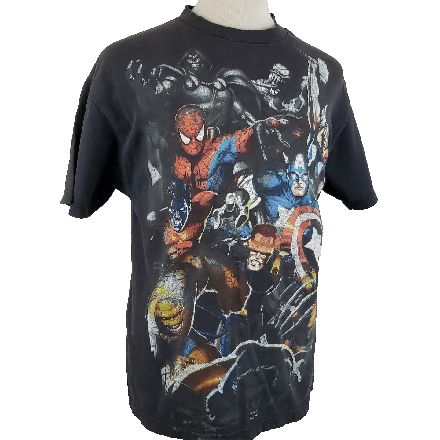 Marvel Universe T-Shirt Mens Large X-Men Spiderman Thor Venim Super Hero, Y2K