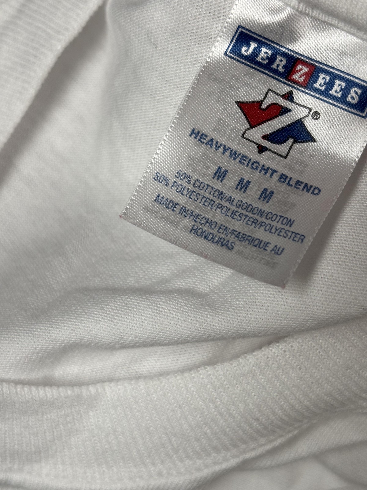 Jerzees Shirt Mens Medium White Patriotic Hearts Stars Embroidered USA Tee