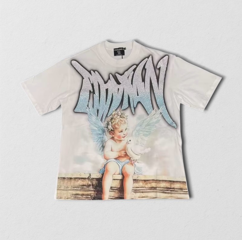 Mixed Emotion “Dove” Rhinestones Tee ‘White’ Streetwear Men’s T-Shirt Small-XL