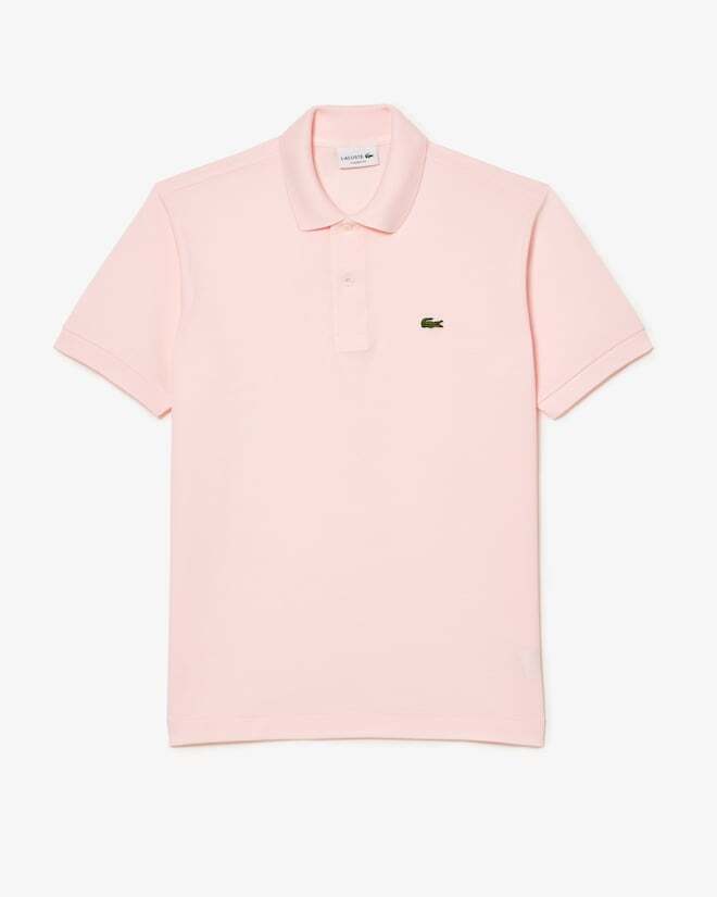 Lacoste Mens Polo Shirt L12 Pink Size L Cotton Piqué Classic Green Logo