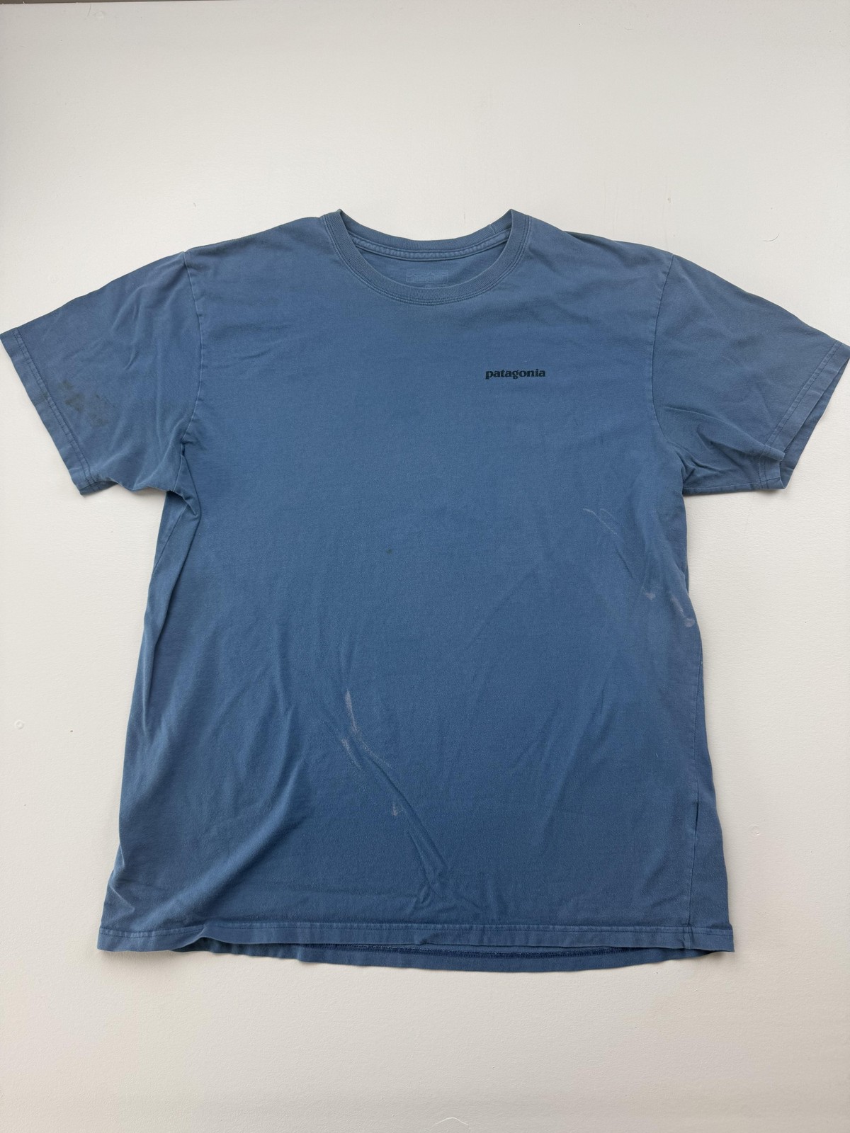 Patagonia Shirt Mens Large Blue Back Logo Graphic Tee Tagless Outdoor Hiking