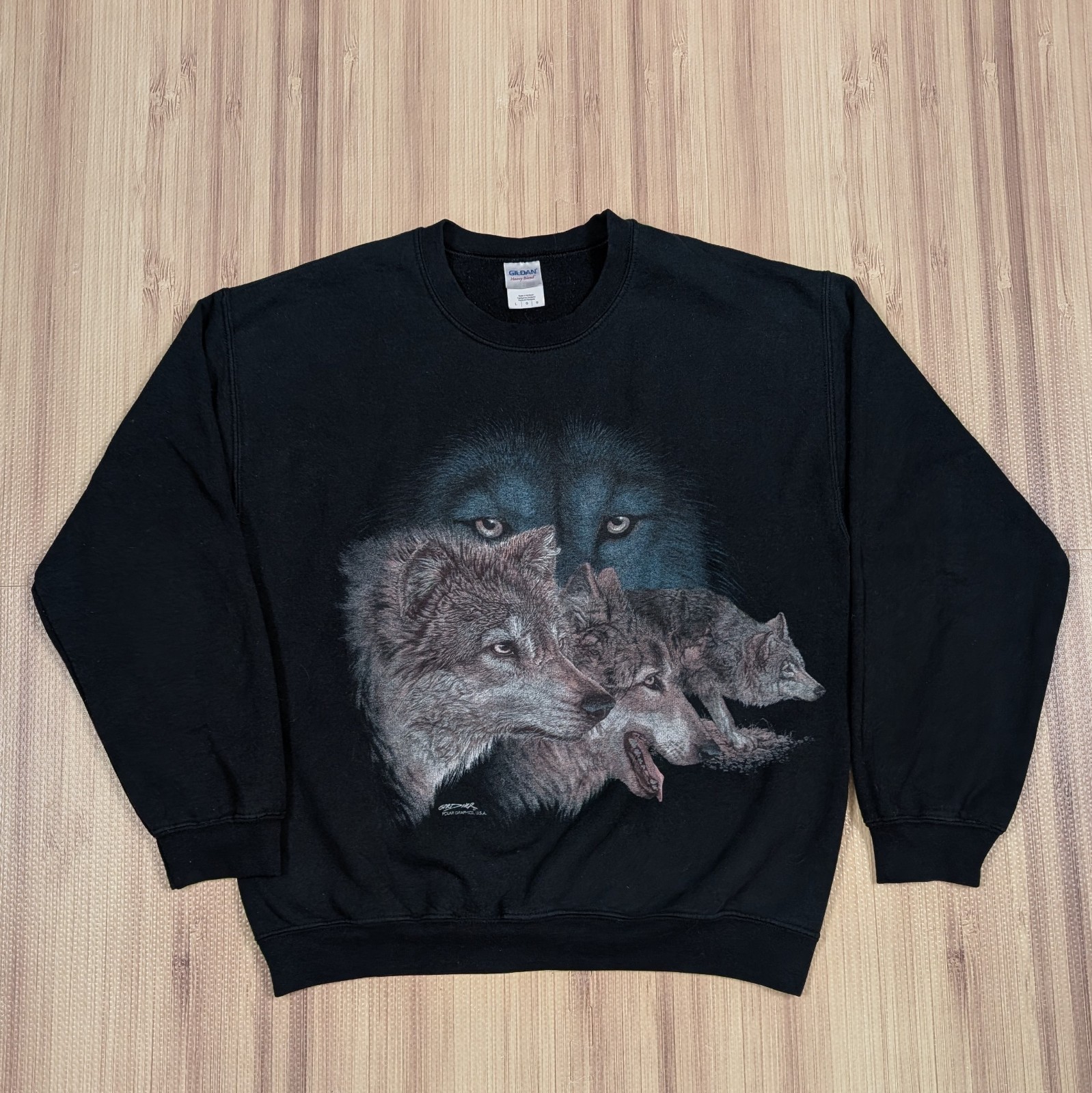 Polar Graphics Gardner Wolves Wolf Graphic Nature Moon Sweatshirt Large Black