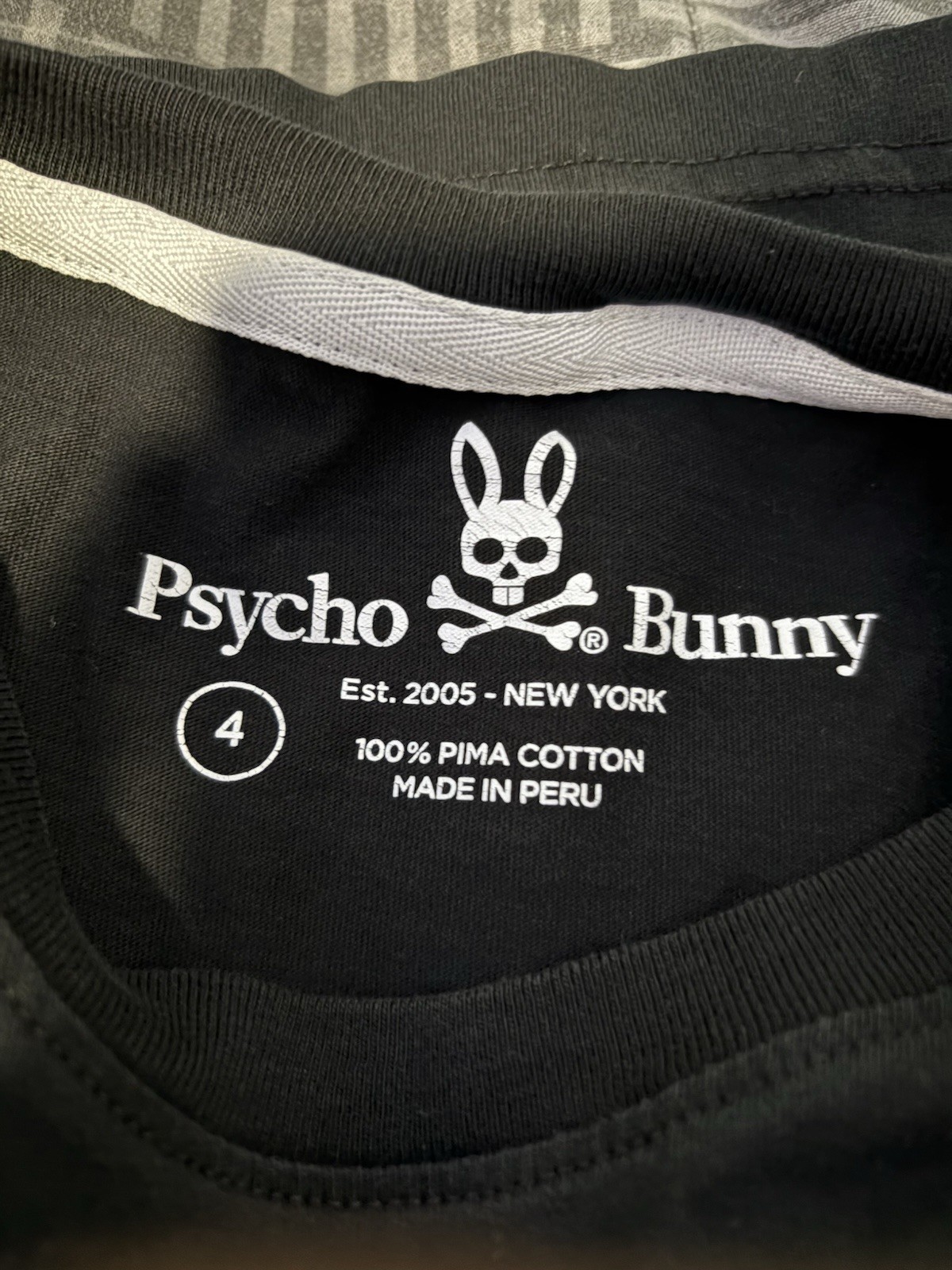 Psycho Bunny Men’s Black Pima Cotton Graphic Logo Crew Neck T-Shirt Size 4