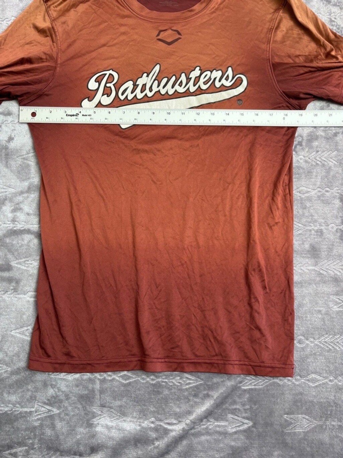 Men’s Russell Batbusters T-Shirt | Large Burgundy Orange Activewear for Baseball
