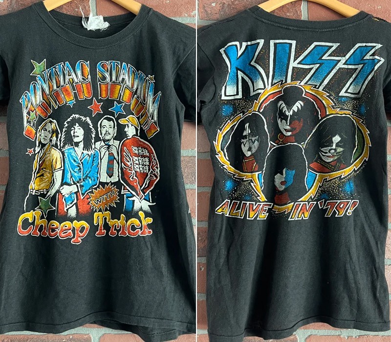 Remake 1979 Cheap Trick & Kiss Concert Black Short Sleeve T shirt NH29218