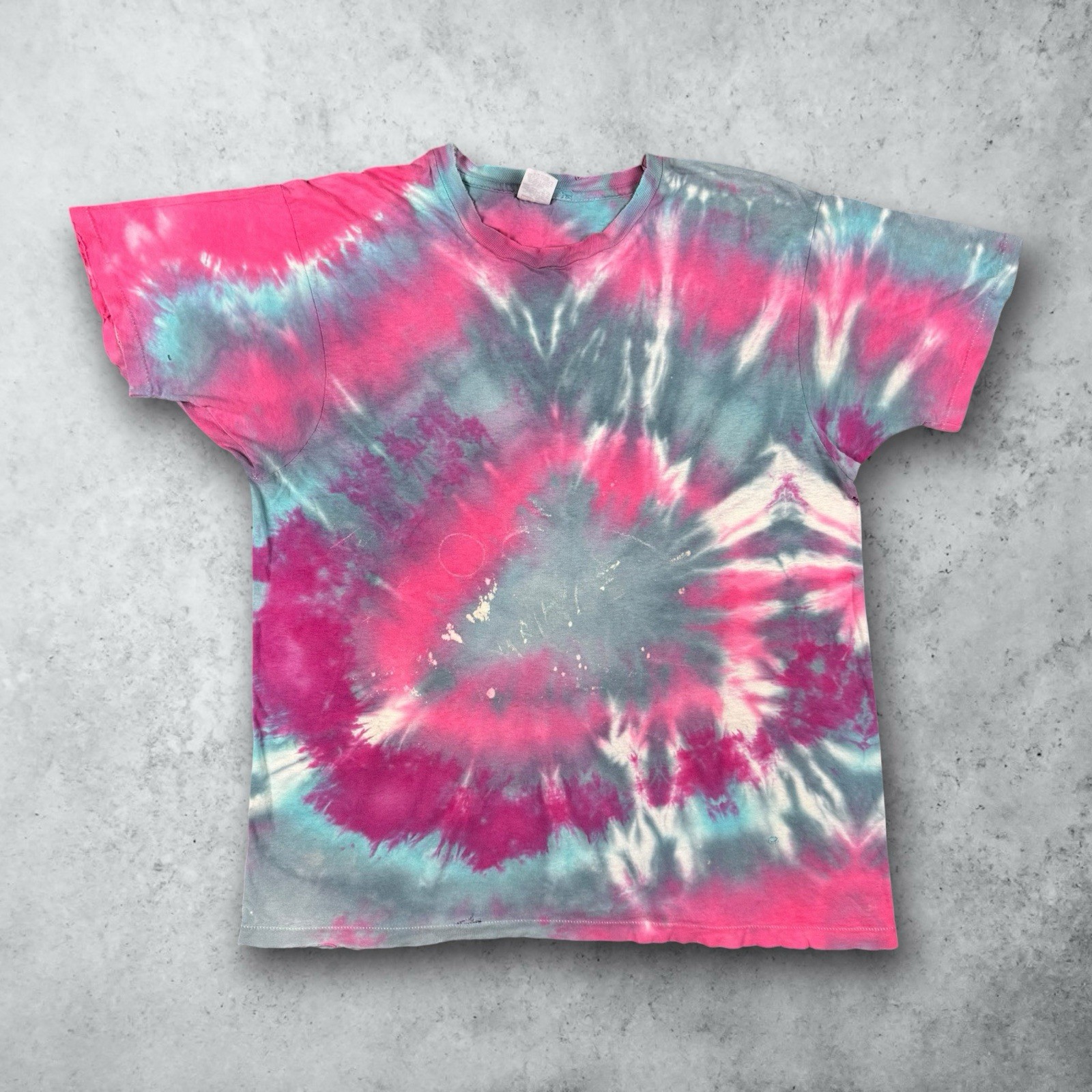 Vintage 90s Tie Dye Blank Distressed Cotton Hippie T-Shirt Size XL