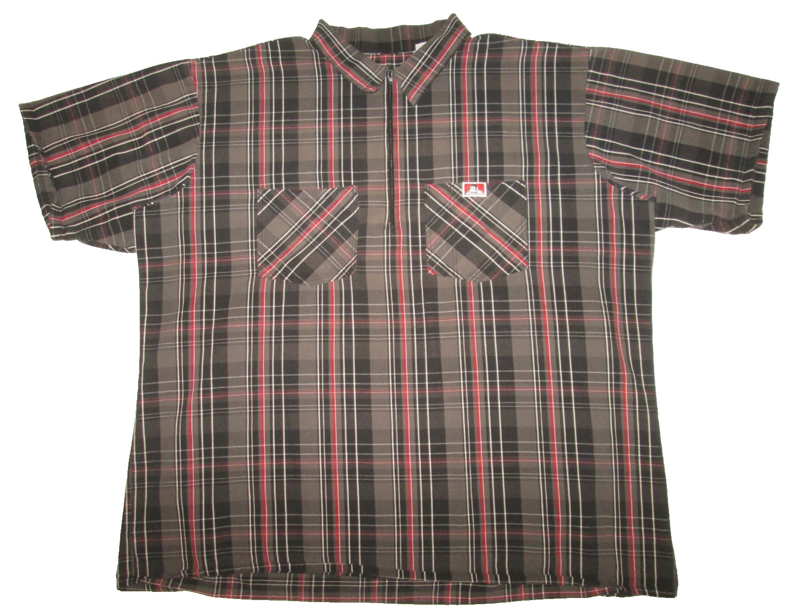 Ben Davis 1/2 Zip Short Sleeve Shirt Men’s 3XL Plaid USA