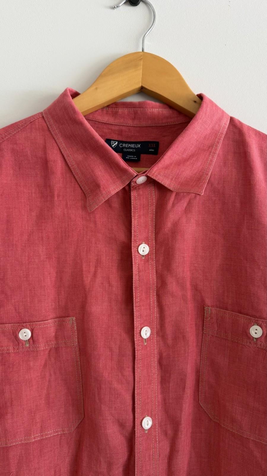 Cremieux Mens 100% Linen Long Sleeve Button Up Shirt Size XXL Red Collared Soft