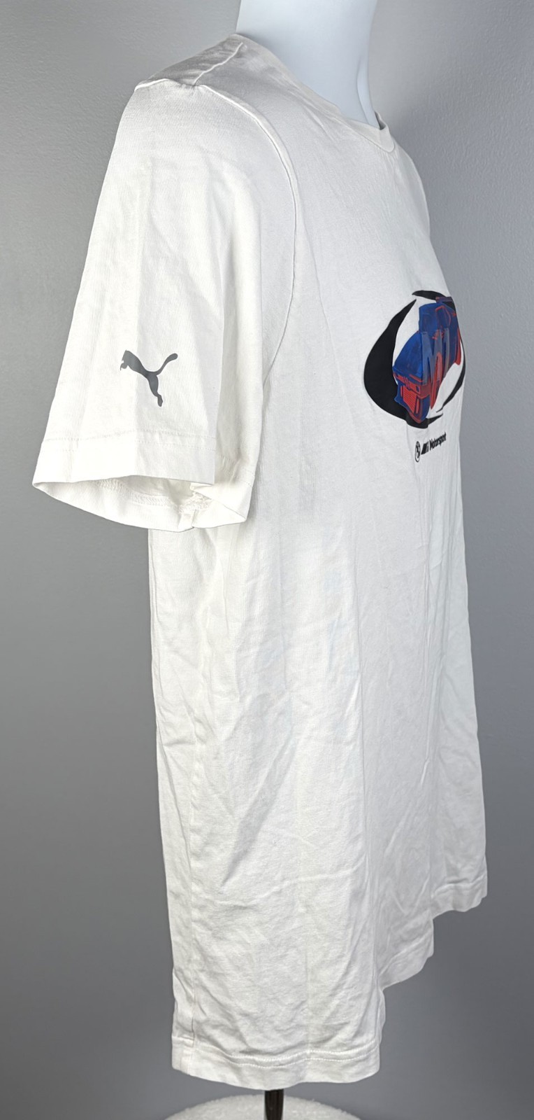 Puma BMW Motorsport T Shirt Mens Medium White Cotton Blend