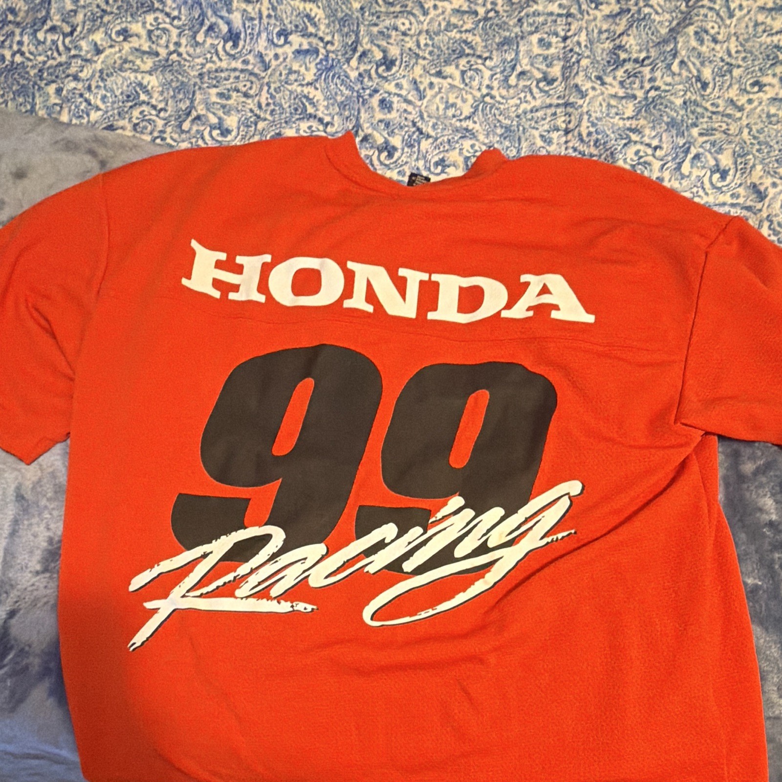 Honda Racing “99” Red V-Neck Graphic Logo Short Sleeve T-Shirt Men’s L