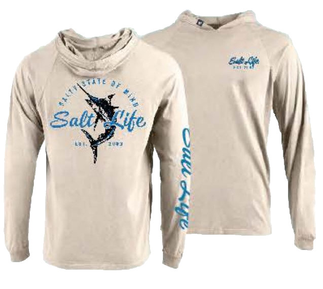 Salt Life Size M Long Sleeve Raglan Hoodie Saltwash Chalk Salty Salt Life NWT