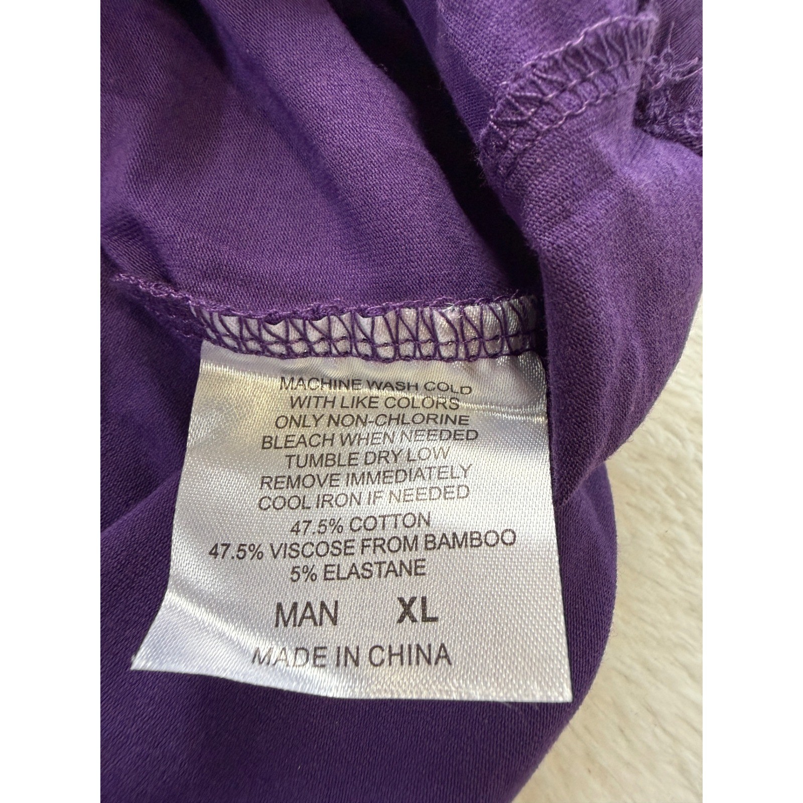 Royal Avalon Mens XL Purple Bamboo Blend Short Sleeve Crew Neck T-Shirt