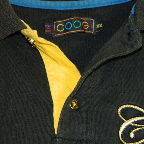 Coogi Australia Vintage Y2K Color Block Graphic Golf Polo Shirt Blue Size 3XL