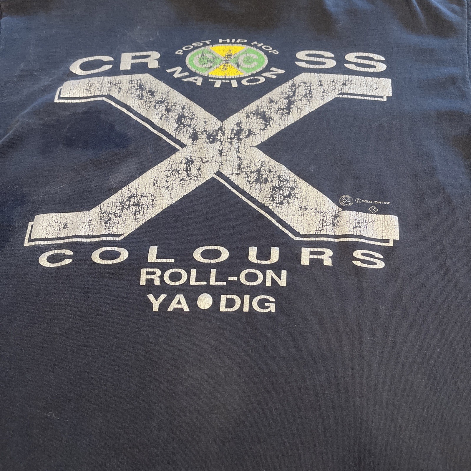 Vintage Cross Colours Shirt 90’s Single Stitch Black T-shirt Size M/L *See Pics*