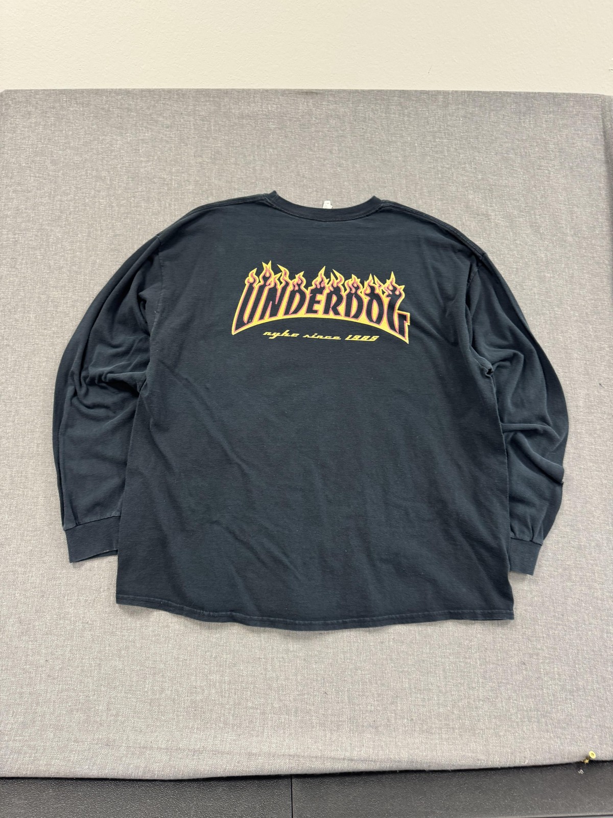 Underdog T-Shirt NYHC Flames Hardcore Band Tee Mens 2XL Black Long Sleeve
