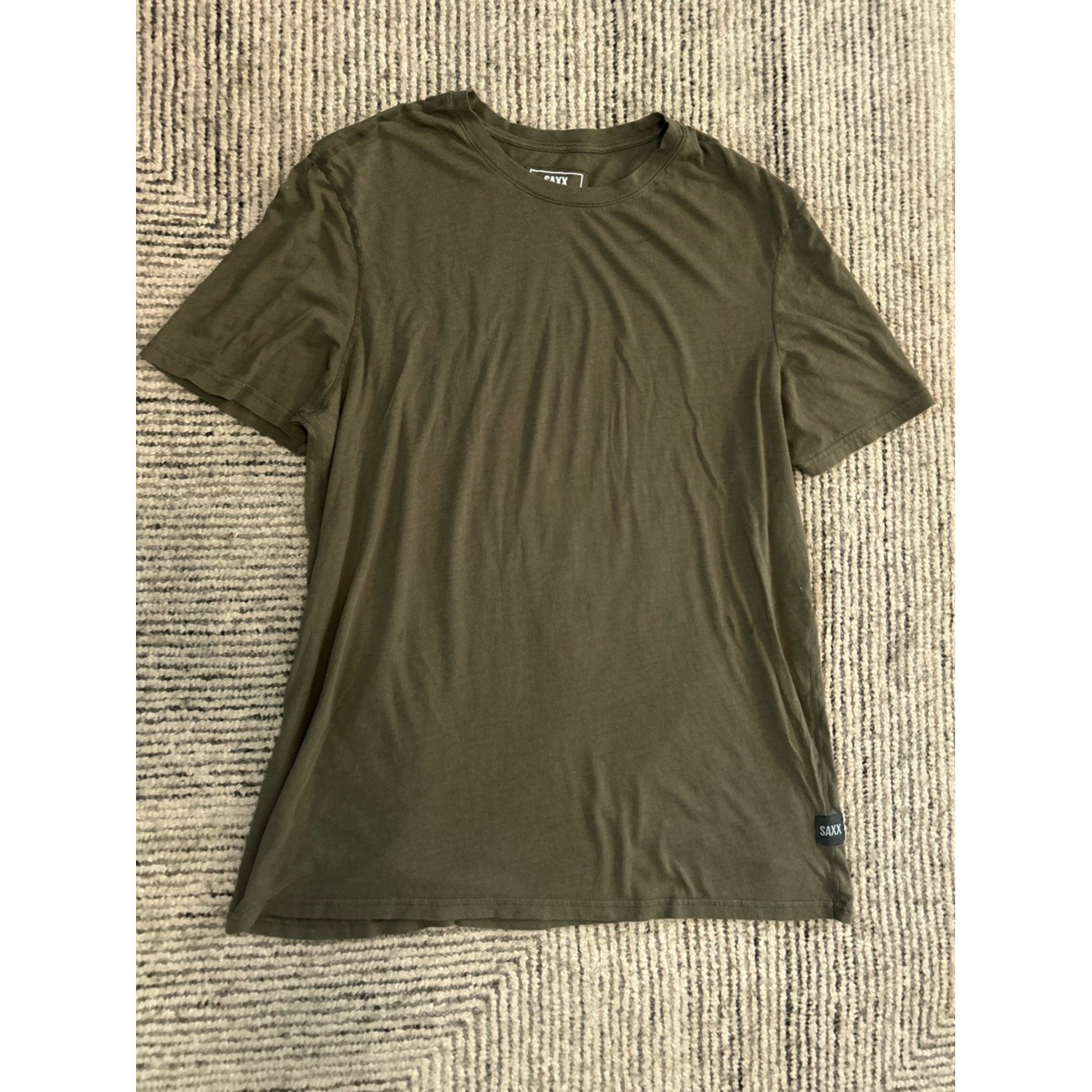 SAXX Men’s Olive Green Crew Neck T-Shirt Size XL Minimalist