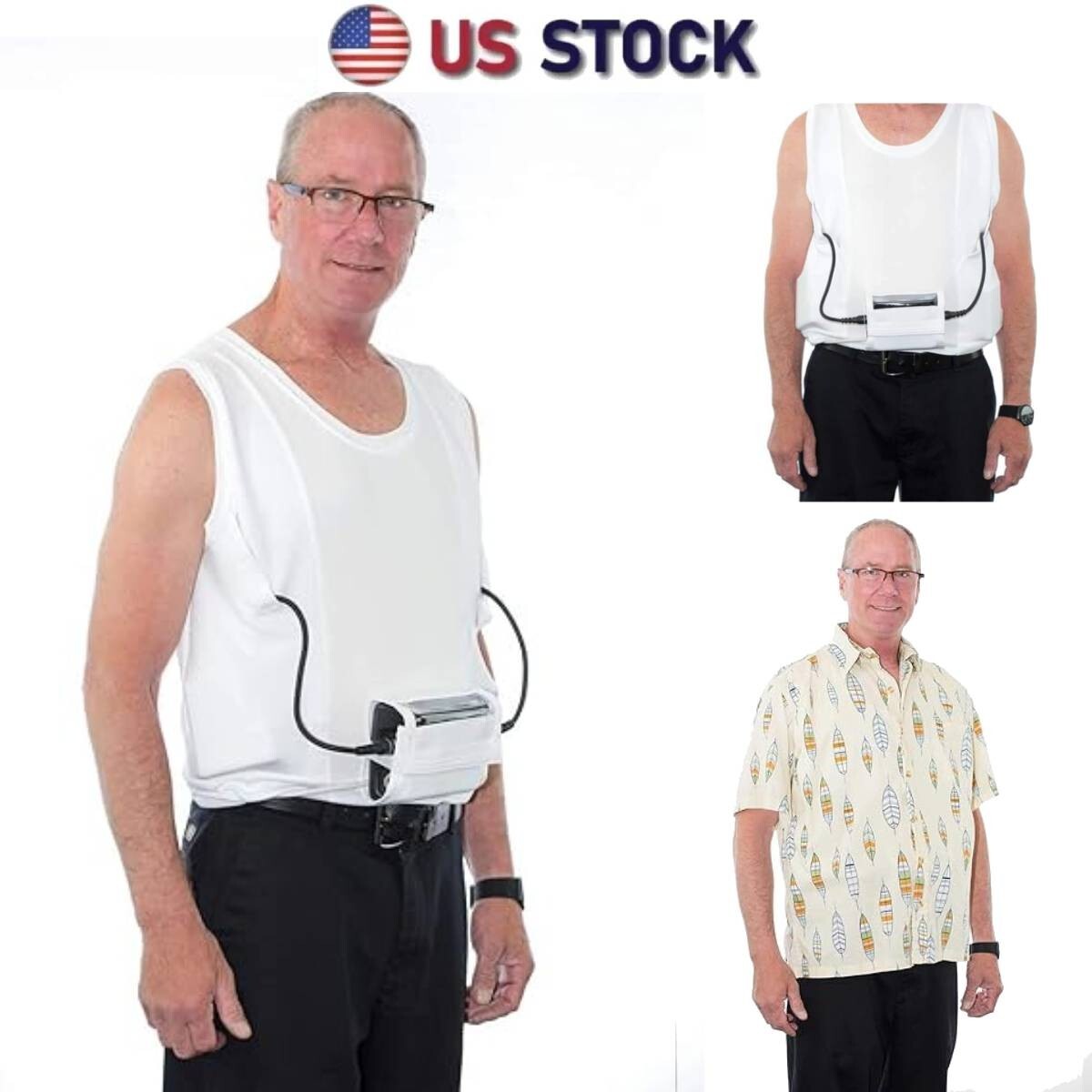 LVAD HeartMate 2 & 3 Sleeveless Tank Top Shirt for Men’s With Pockets White S-5X