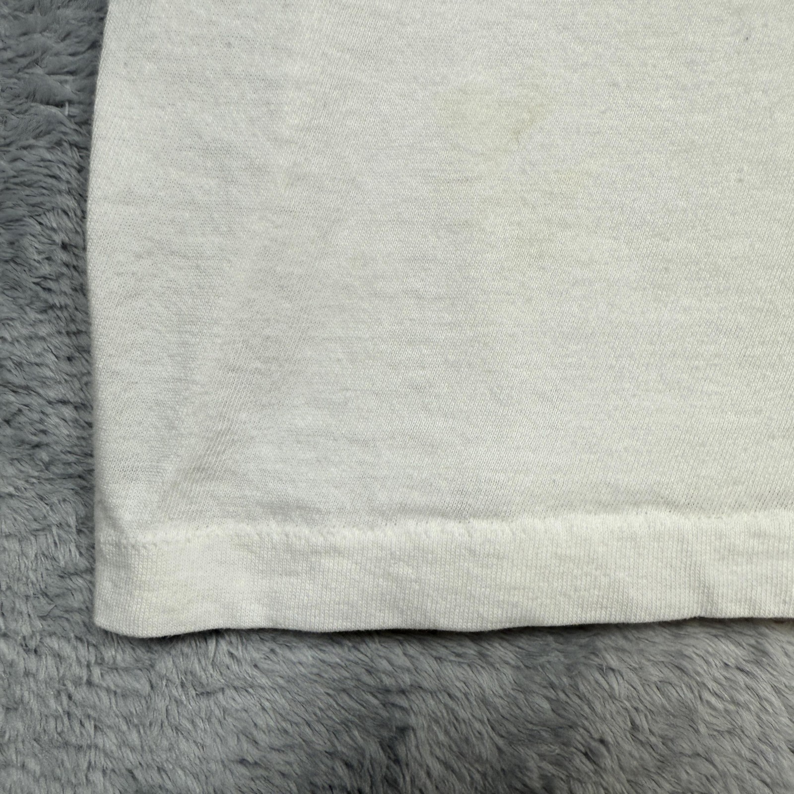 Vintage Sears Shirt Mens Large White V Neck Single Stitch Thin Stained 80s