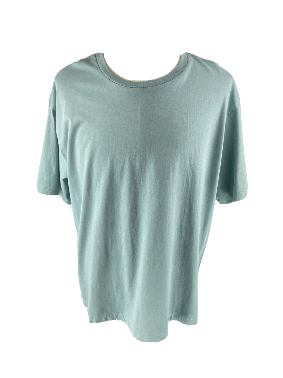 Hudson Los Angeles Mens XL Seafoam Green Raw Distressed Edge Crewneck T-Shirt