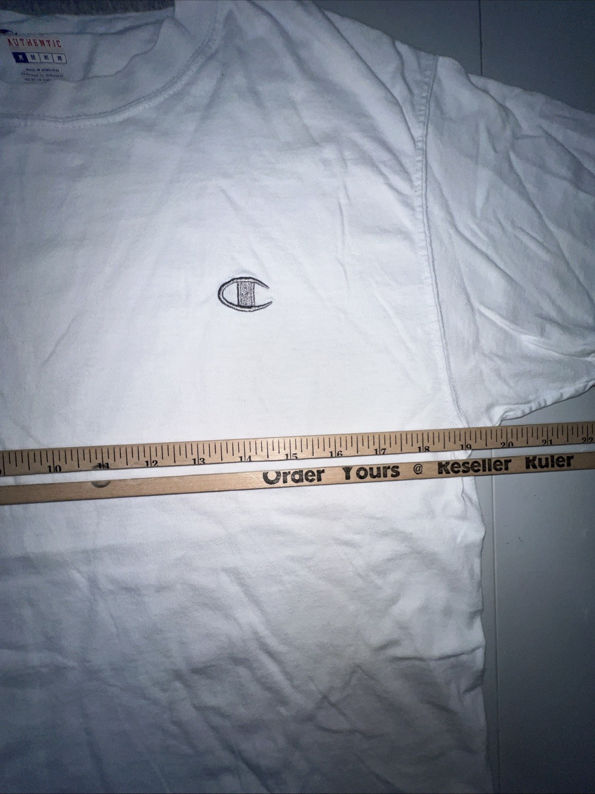 Champion T-Shirt Men’s Medium Pullover Tee Short Sleeve White Logo Crew Neck