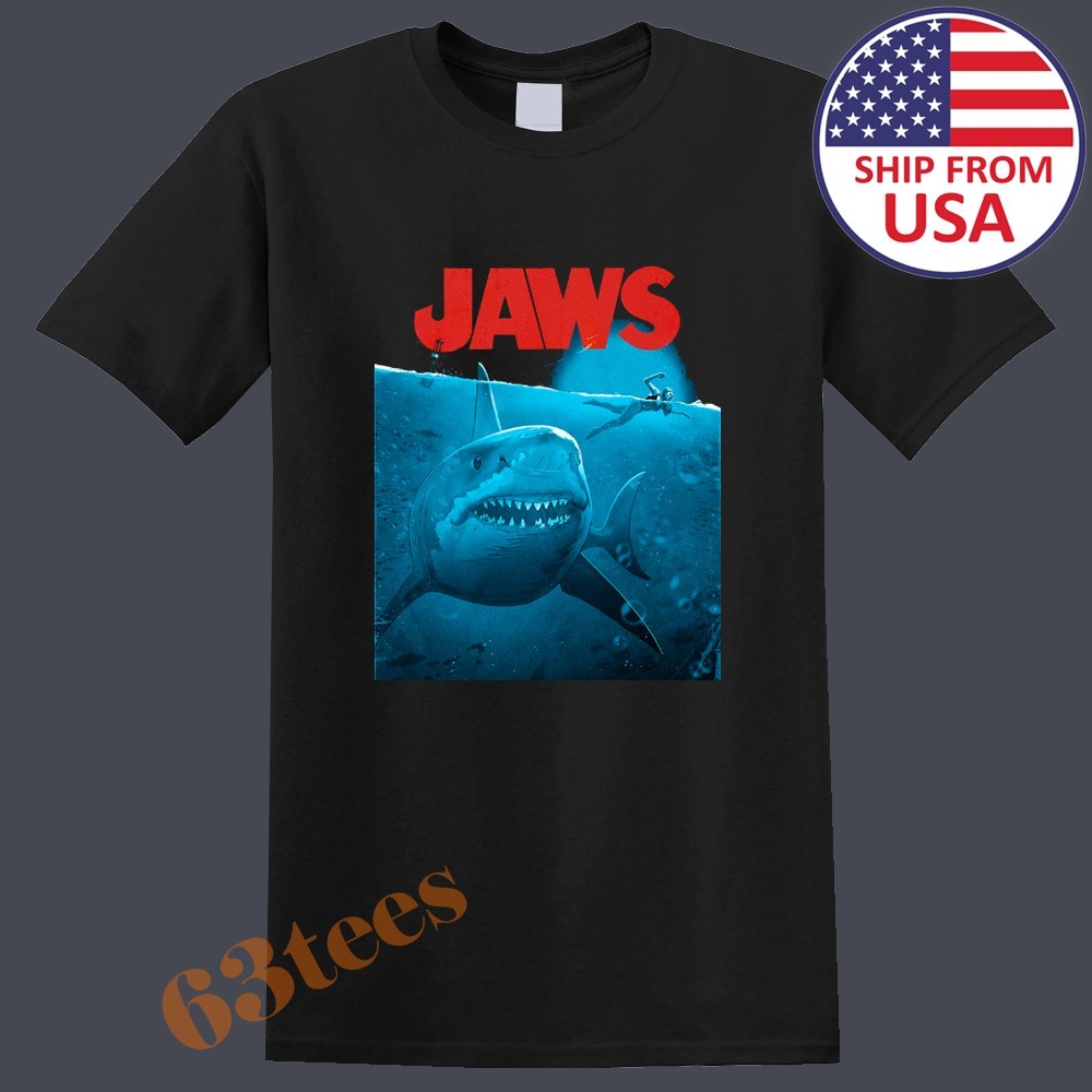 JAWS Sharks Movie Men’s Black Size S to 5XL