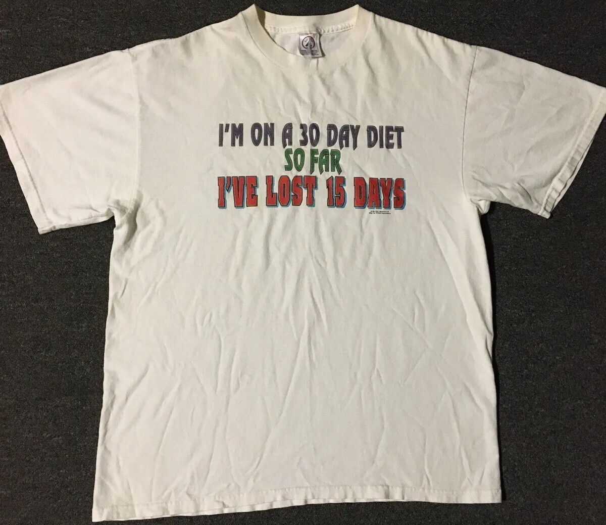 Vtg 90s Im On A 30 Day Diet Ive Lost 15 Days Faded Shirt M Sarcasm Funny Saying